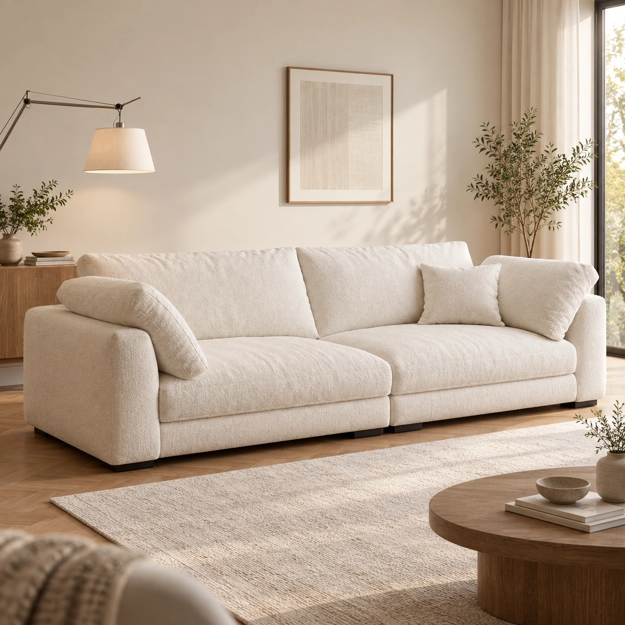 Living room multi-seat sofa for tactile audio integration